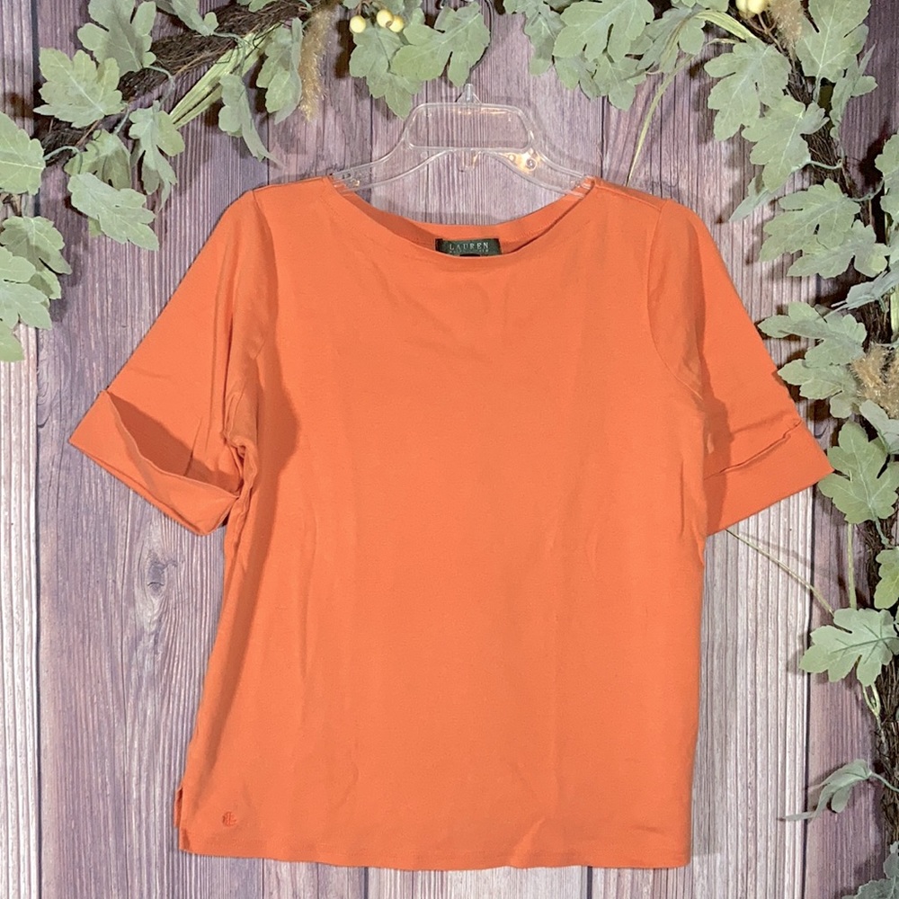 Ralph Lauren Boatneck Tee with Cuffed Sleeves